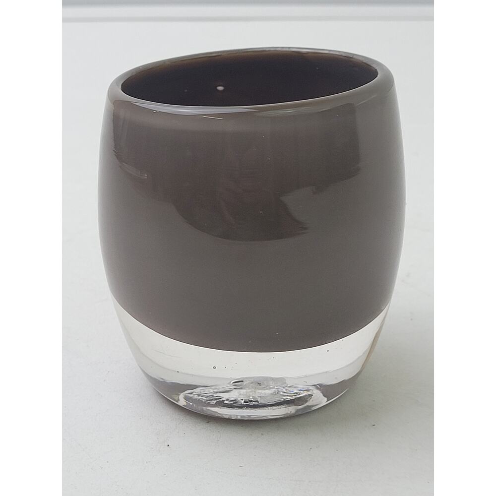glassybaby Stormy Grey with a Hint of Mocha Handblown Glass Votive Holder